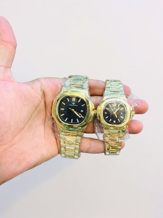 Diamond Blue Couple Watch – Elegant Matching Set