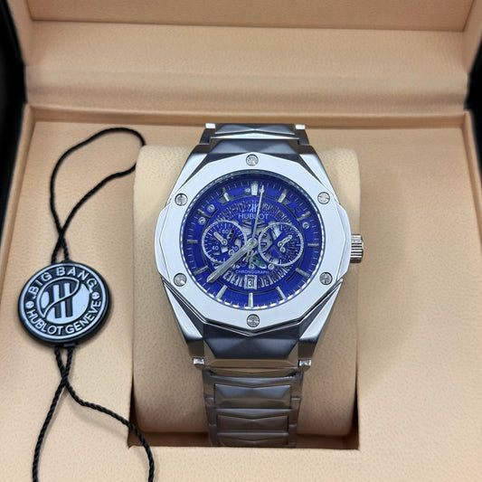 Hublot Diamond Cut Steel Chan Blue Dial