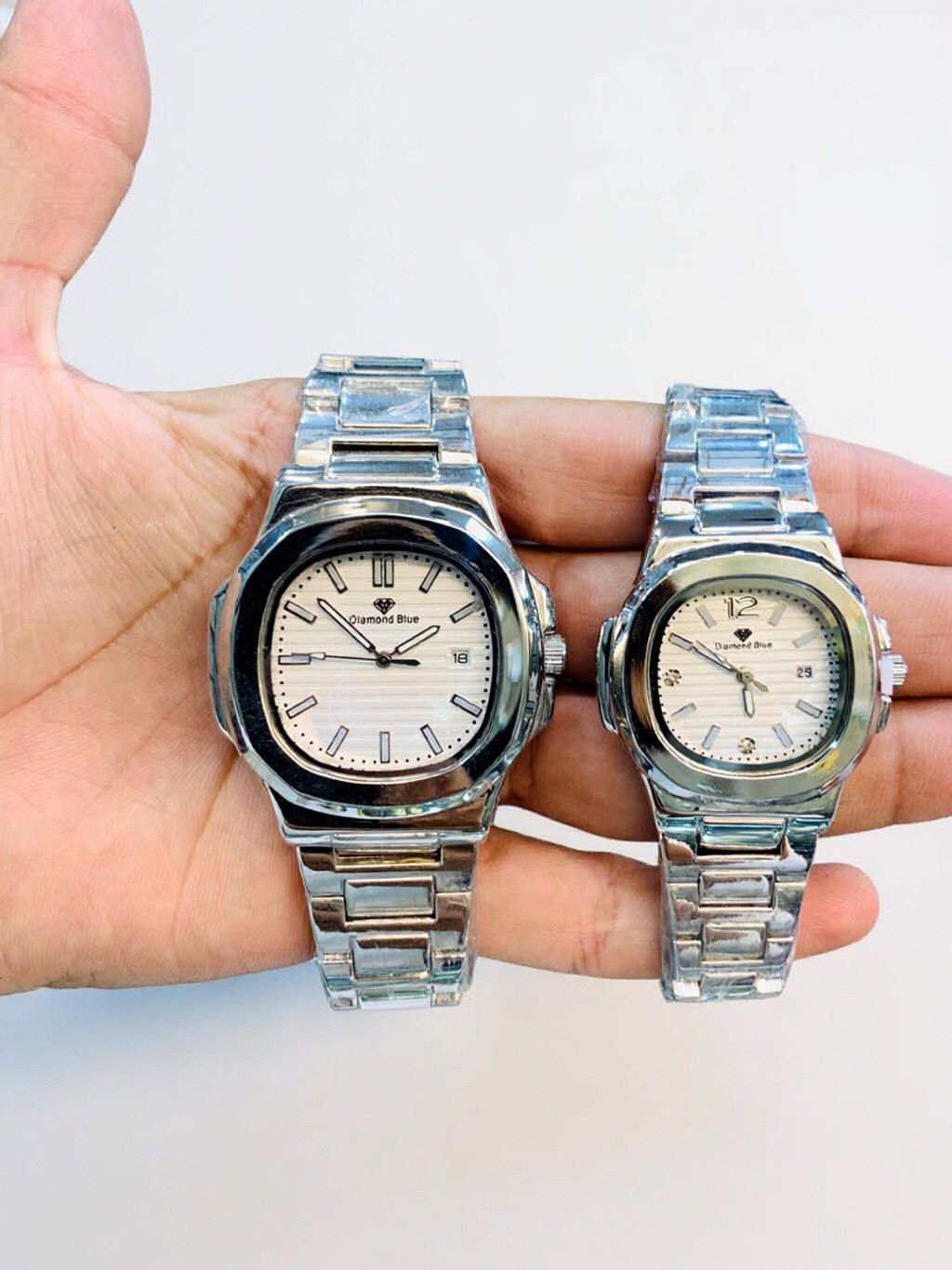 Diamond Blue Couple Watch – Elegant Matching Set