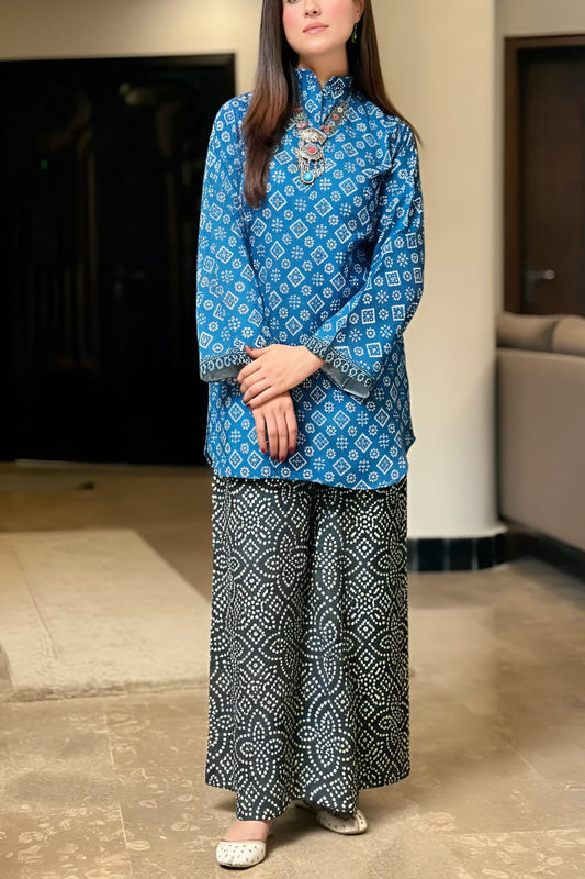 Stitched 2 piece printed shirt and printed trouser