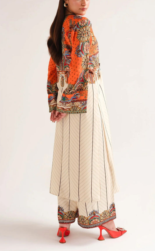 Stitched 2 piece printed shirt and printed trouser