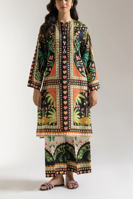 Stitched 2 piece printed shirt and printed trouser
