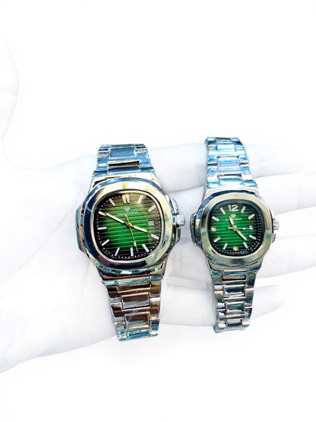 Diamond Blue Couple Watch – Elegant Matching Set
