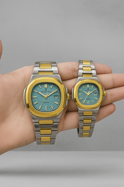 Diamond Blue Couple Watch – Elegant Matching Set