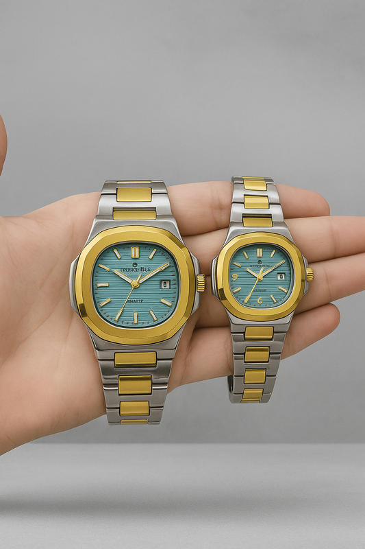 Diamond Blue Couple Watch – Elegant Matching Set