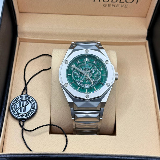Hublot Diamond Cut Steel Chain – Green Dial