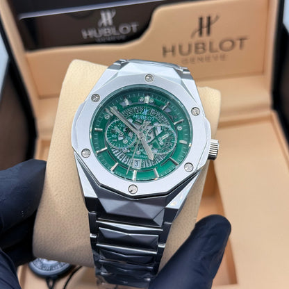 Hublot Diamond Cut Steel Chan Blue Dial