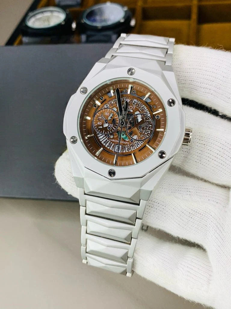 Hublot Diamond Cut Steel Chan Blue Dial