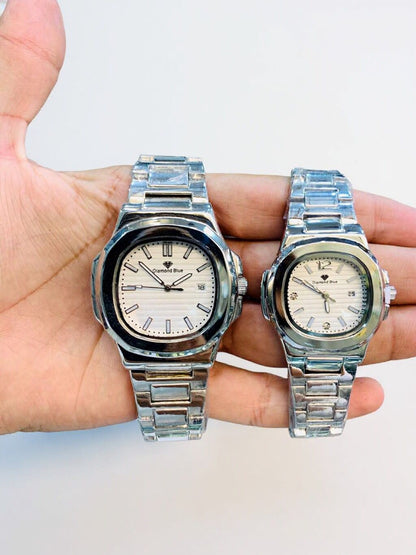 Diamond Blue Couple Watch – Elegant Matching Set