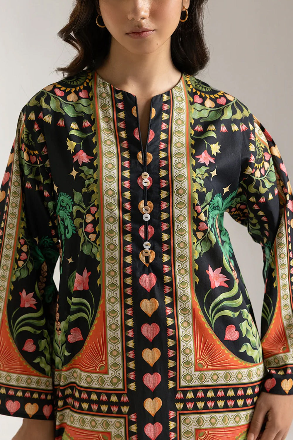 Stitched 2 piece printed shirt and printed trouser