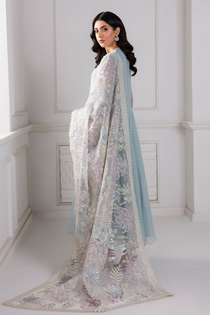 New Pure Chiffon Flairy Ready To Wear Frock With Buttons Gala